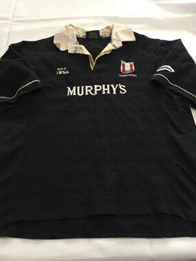 Vintage Corcaigh Rugby Polo Shirt Murphy's Irish Stout Size XL Black SS